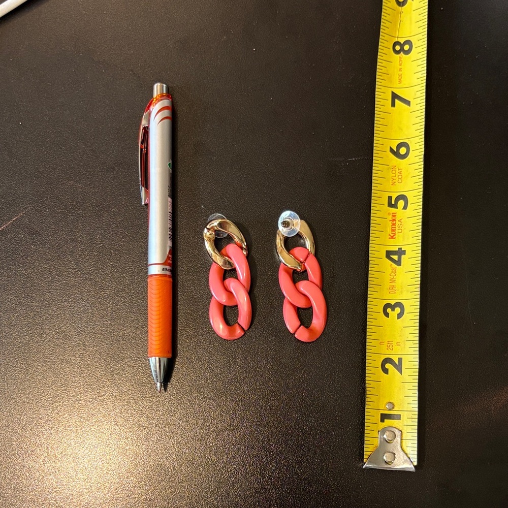 Pink and Gold Chain Link Preppy Dangling Earrings
